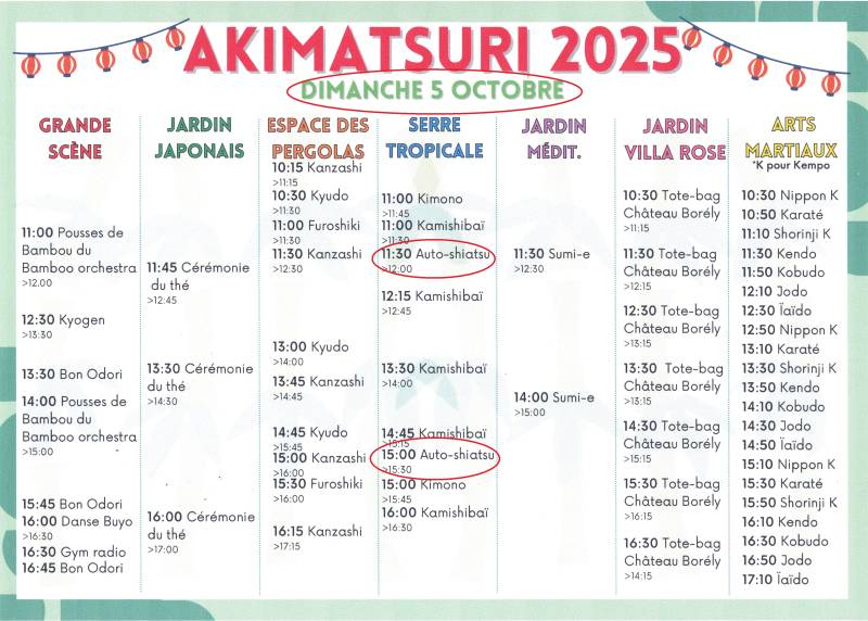 Que faire à Marseille 4 et 5 octobre 2025 : Akimatsuri Fête de l'Automne 2025 Parc Borély au Jardin Botanique de Marseille