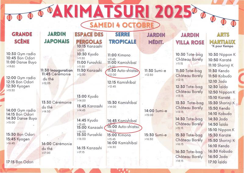 Que faire à Marseille 4 et 5 octobre 2025 : Akimatsuri Fête de l'Automne 2025 Parc Borély au Jardin Botanique de Marseille